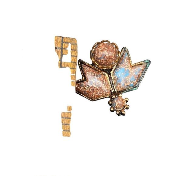 Vintage copper fleck and blue screw back earrings in arrow shape - Picture 3 of 7